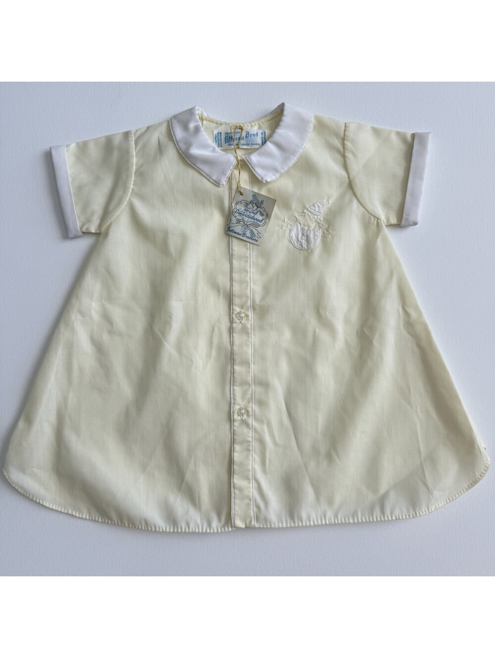 Vintage Feltman Bros Newborn Baby Day Gown NWT Pastel Yellow Clown Collar